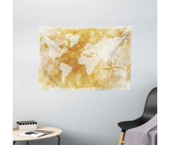 Old Fashioned World Map Wide Tapestry