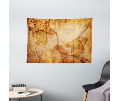 Treasure Map Compass Wide Tapestry