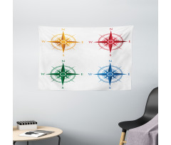 Colorful Compasses Wide Tapestry