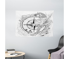 Seahorse Compass Wide Tapestry