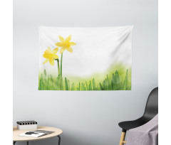 Daffodils with Grass Wide Tapestry
