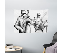 Jazz Band Musicians Wide Tapestry