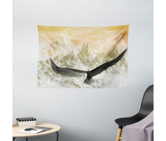 Eagle Flying Mountains Wide Tapestry