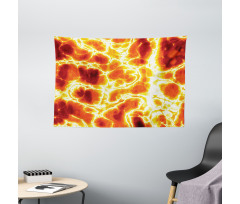 Hot Burning Lava Fire Wide Tapestry