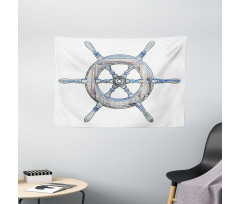 Wooden Ship Wheel Wide Tapestry