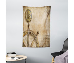 Wooden Wheel Compass Tapestry