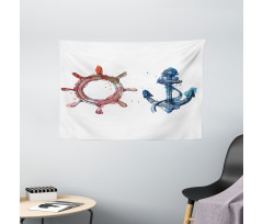 Nautical Steering Wheel Wide Tapestry