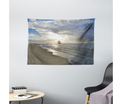 Sailing Shipt Sunset Wide Tapestry