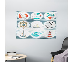 Marine Collage Wide Tapestry