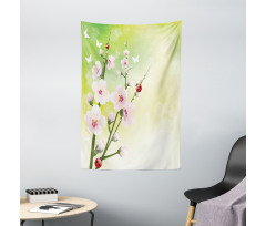 Blossoms Ladybugs Spring Tapestry