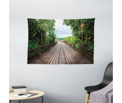 Wooden Bridge Exotic Wide Tapestry