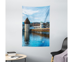 European Town Bridge Tapestry