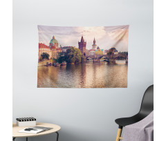 Prague River and Bridge Wide Tapestry