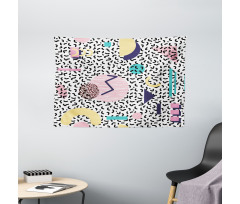 Retro Geometric Shapes Wide Tapestry