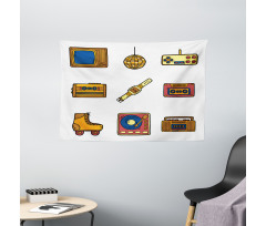 Cartoon Nostalgic Wide Tapestry