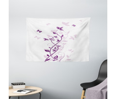 Violet Tree Blossoms Wide Tapestry