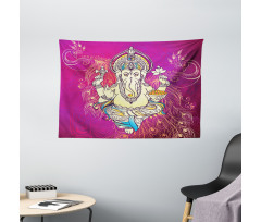 Folkloric Elephant Boho Wide Tapestry