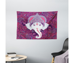 Elephant Mandala Art Wide Tapestry