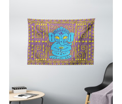 Elephant Tribal Art Retro Wide Tapestry