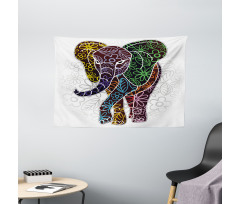 Floral Tribal Shapes Wide Tapestry