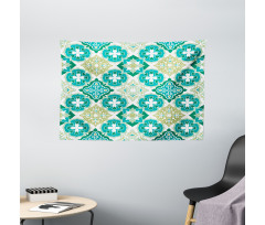 Geometric Colored Tiles Wide Tapestry