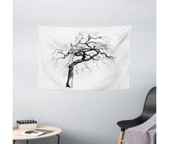 Autumn Tree Dry Branches Wide Tapestry