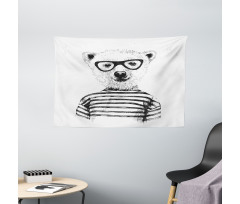 Bear in Glasses Fun Wide Tapestry