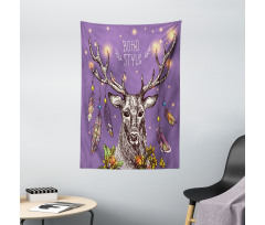 Wild Rein Deer Hand Drawn Tapestry