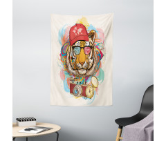 Hipster Tiger Sunglasses Tapestry