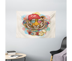 Hipster Tiger Sunglasses Wide Tapestry