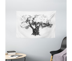 Olive Tree Retro Nature Wide Tapestry