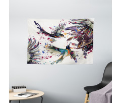 Lily Birds Watercolor Wide Tapestry