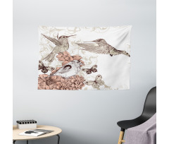 Birds Butterflies Art Wide Tapestry