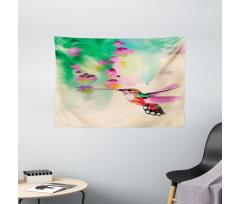 Colibri and Flowers Wide Tapestry