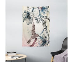 Vintage Birds Flowers Tapestry