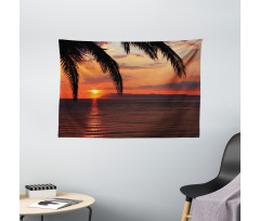 Sunrise on Sea and Palms Wide Tapestry