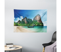 Thailand Rock Cliff Beach Wide Tapestry