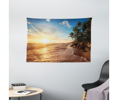 Palm Trees on Beach Wide Tapestry
