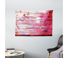 Red Grunge Celestial Wide Tapestry