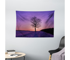 Oak Sunset Winter Time Wide Tapestry