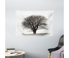 Fall Tree Monochrome Art Wide Tapestry