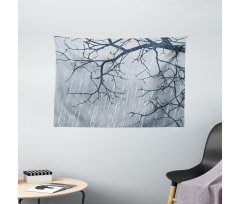 Rainy Day Winter Branches Wide Tapestry
