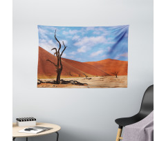 Lonely Tree in Desert Wide Tapestry