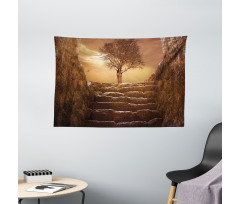 Brown Sky Sunset Cloudy Wide Tapestry