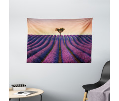 Lavender Flowers Field Wide Tapestry