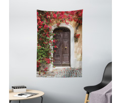 Old Door with Flowers Tapestry