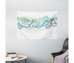 Pastel Color Sealife Wide Tapestry