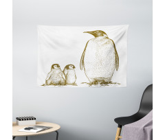 King and Baby Penguin Wide Tapestry