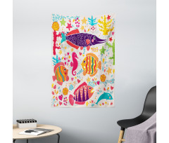Cartoon Underwater Fish Tapestry