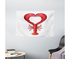 Seafood Lobster Heart Wide Tapestry